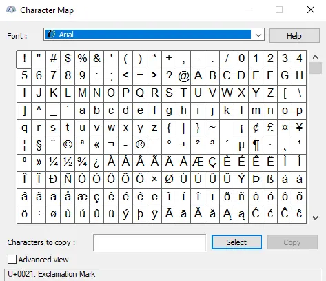 Character Map