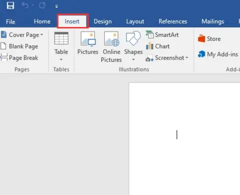 Insert Option in Main Menu of MS Word