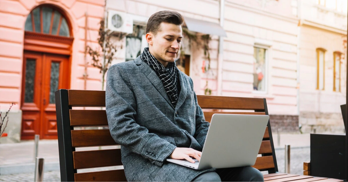 A man using laptop