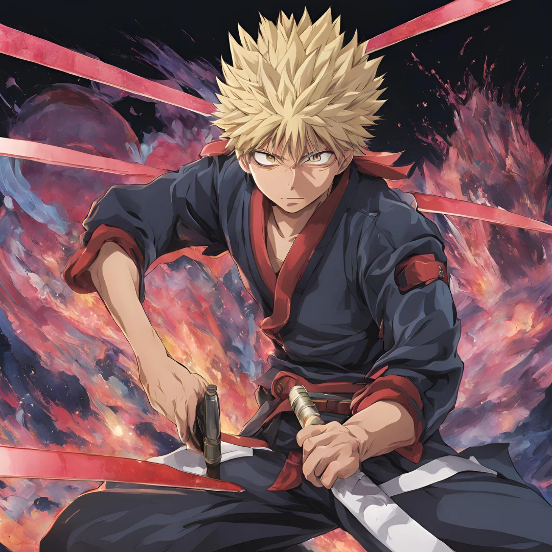 bakugou fanart holding sword