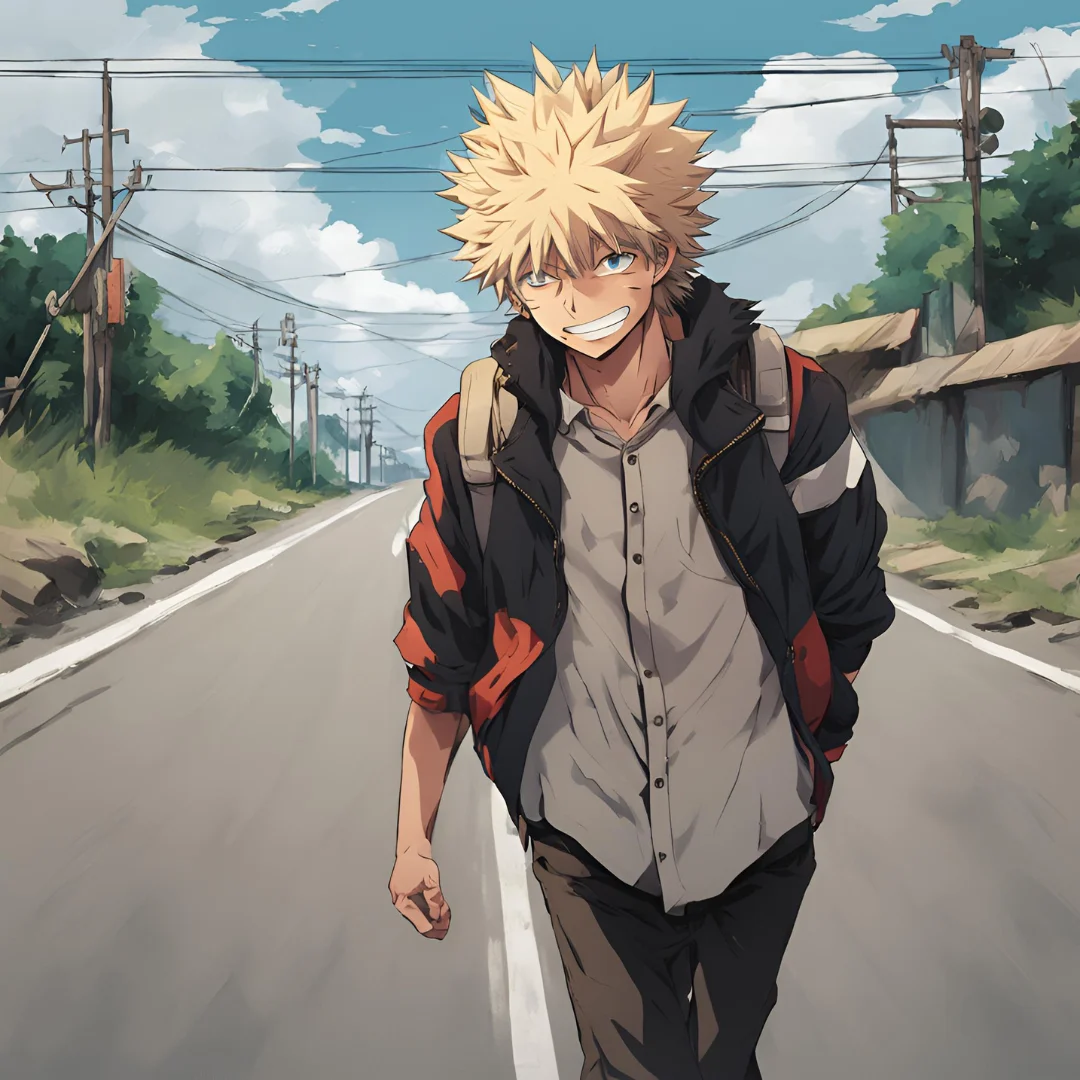 bakugou on the road fanart