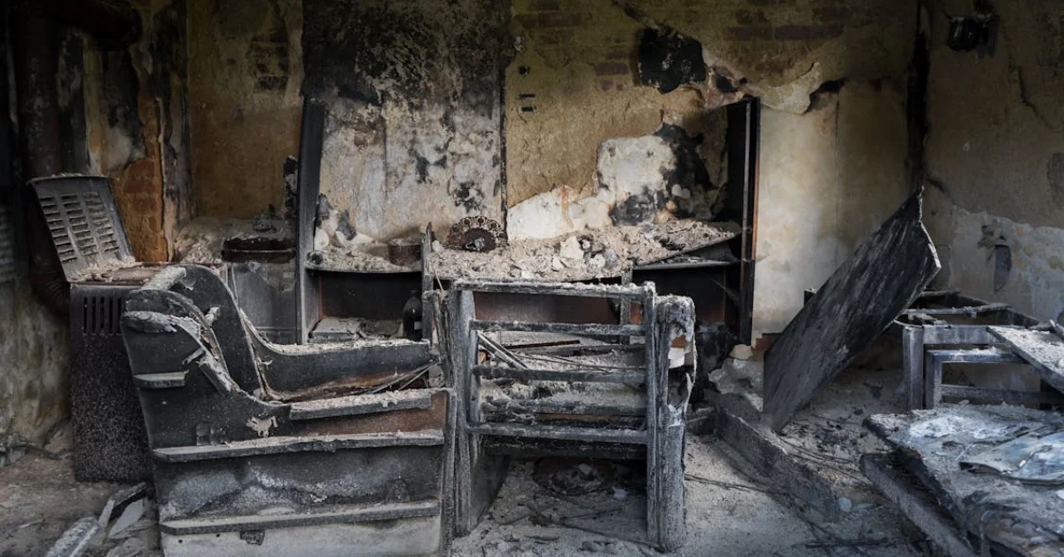 a burned room