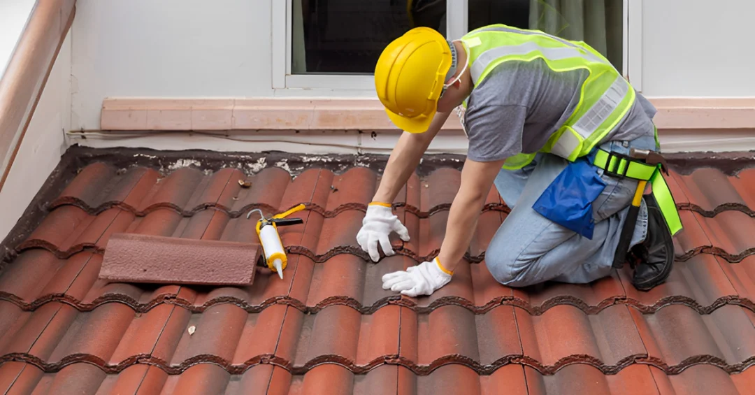 a man insprecting roof