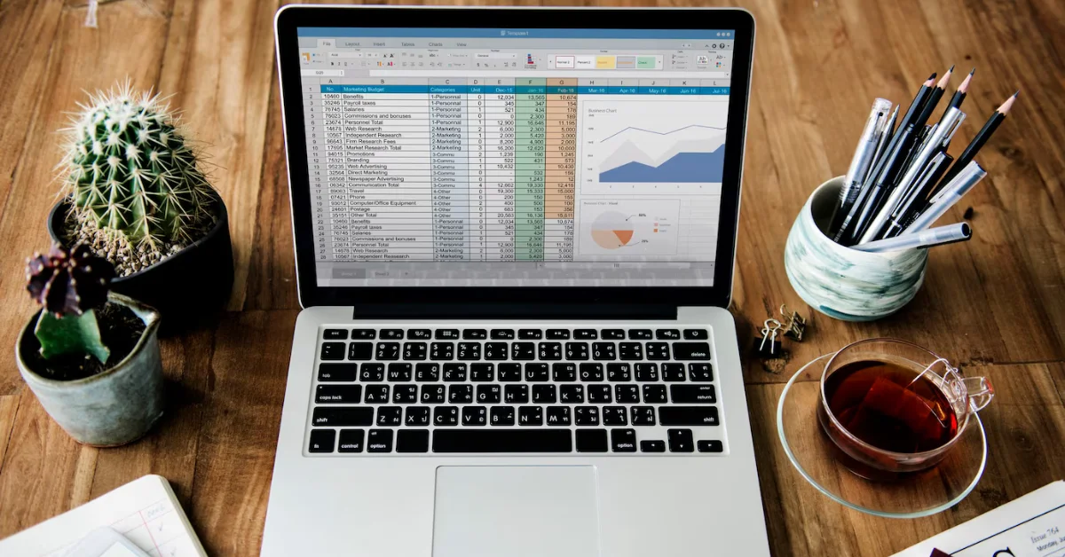 analysis sheet on laptop