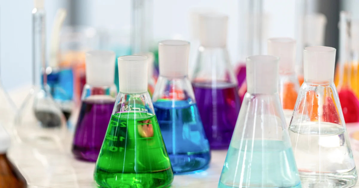 checmical bottles in laboratory