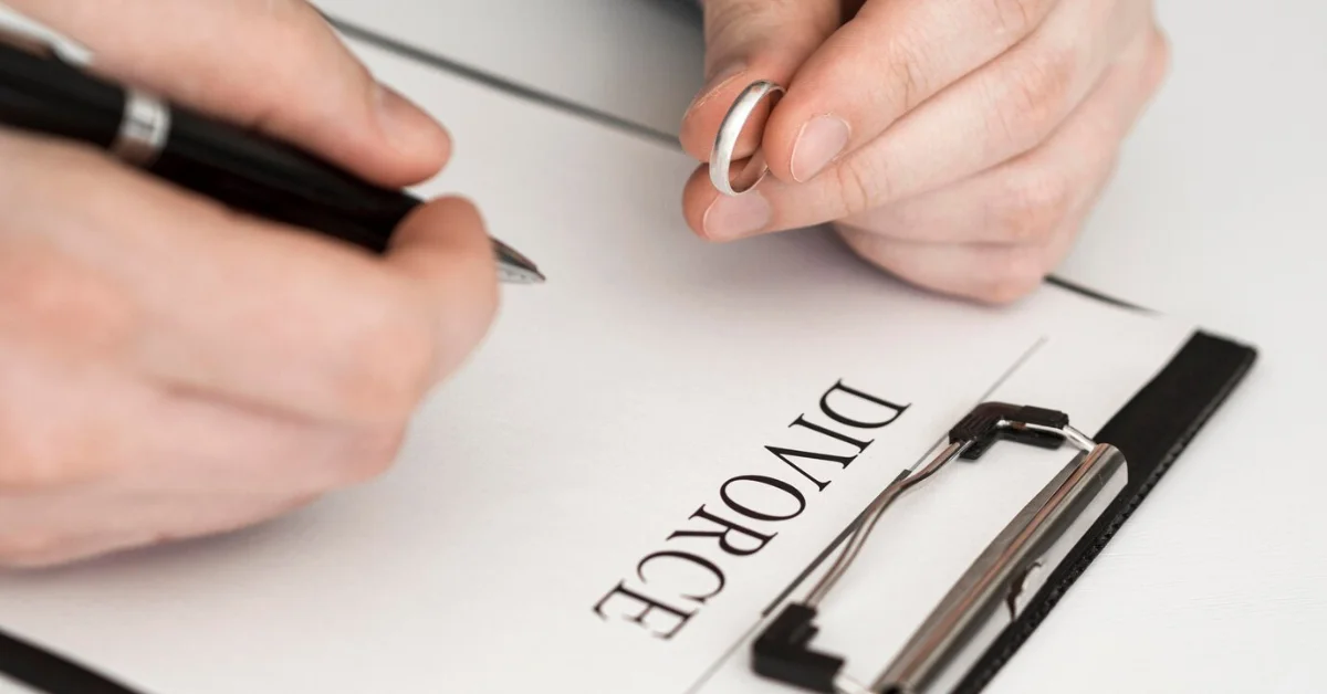 man thinking to sign divorce contract