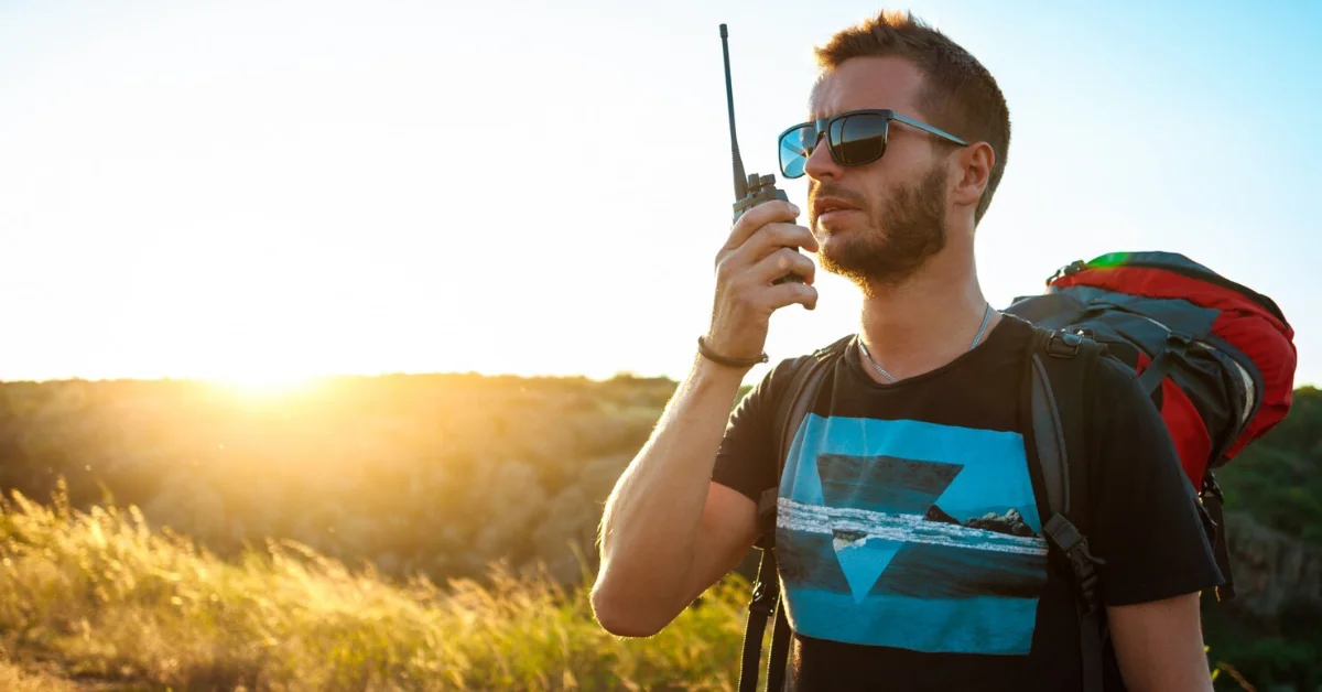 a man talking on icom radio