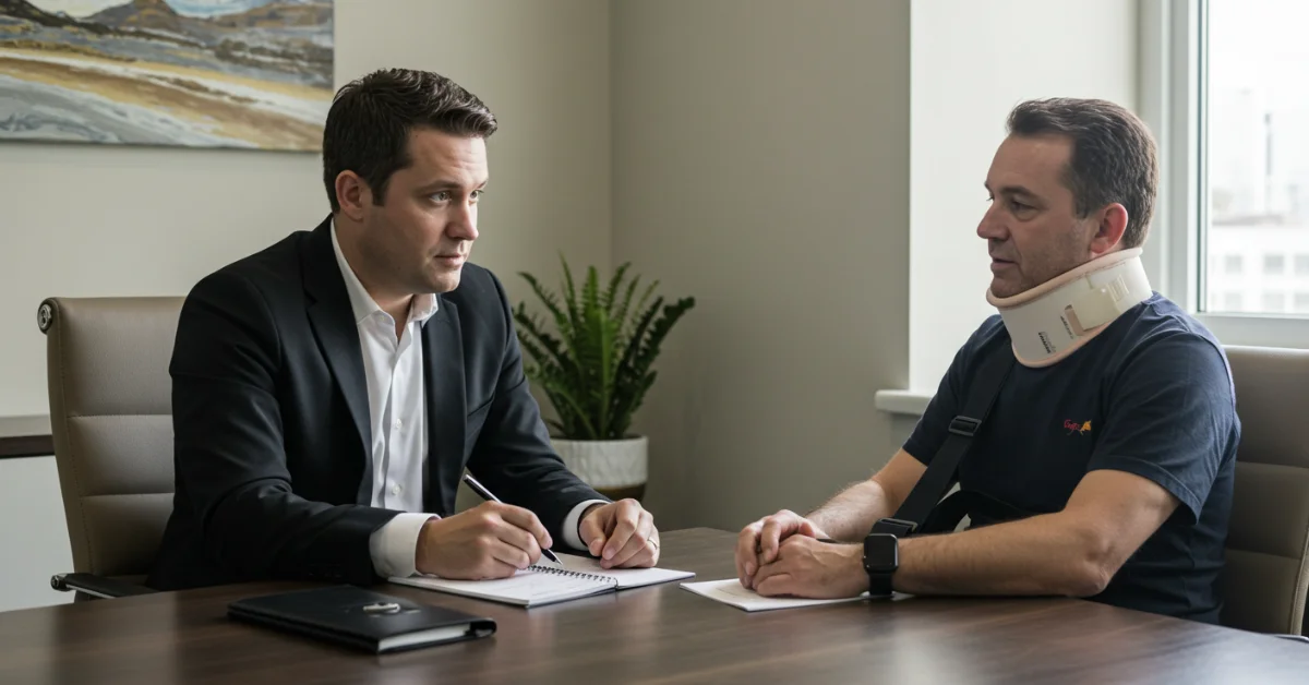 an injured man at lawyer