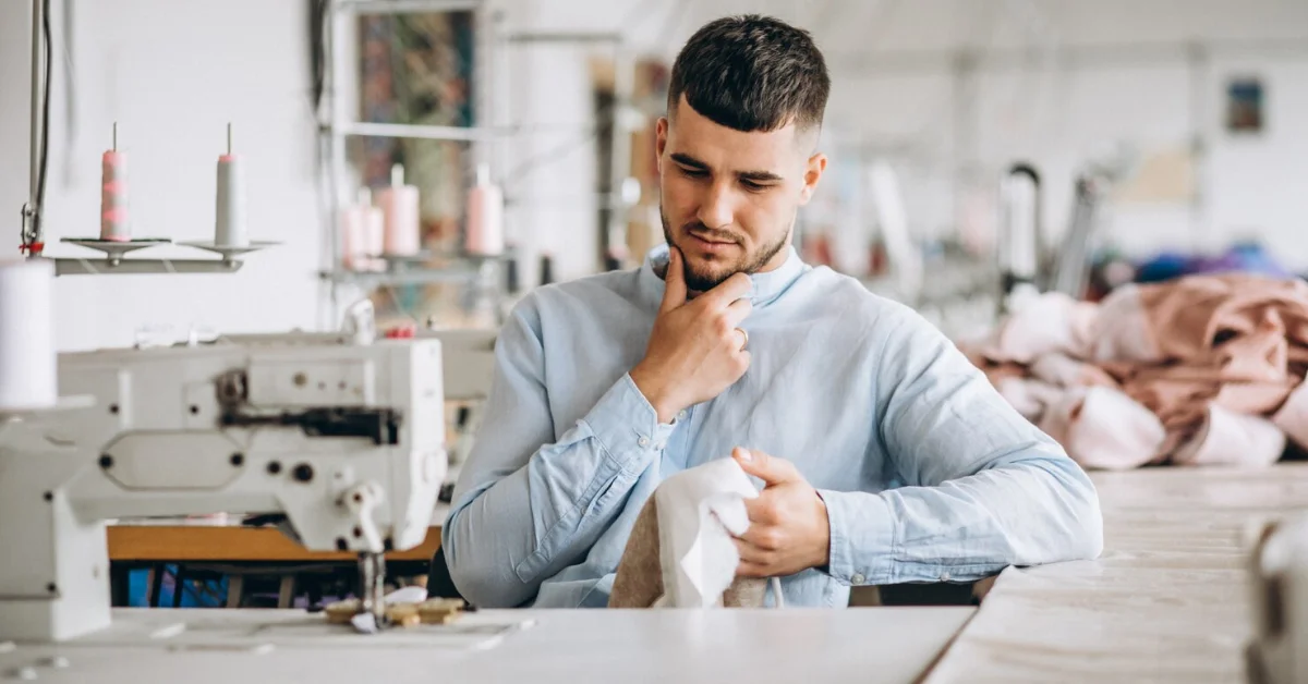 man with a sewing machine
