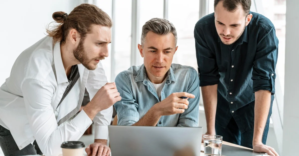 professional team using laptop