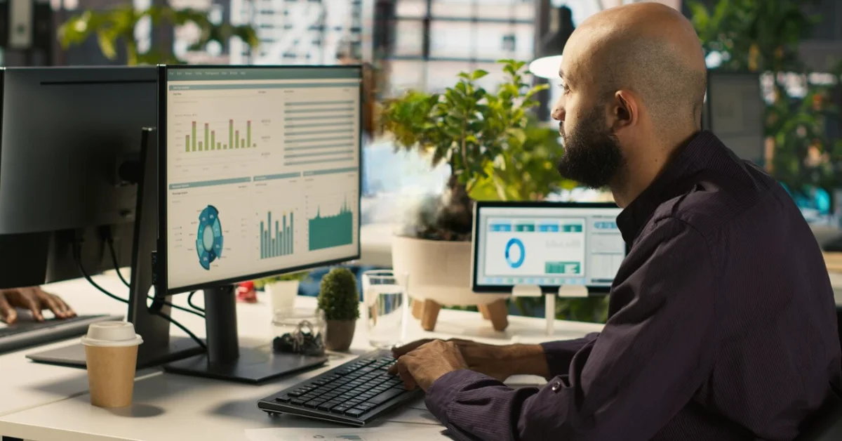 an employee using computer