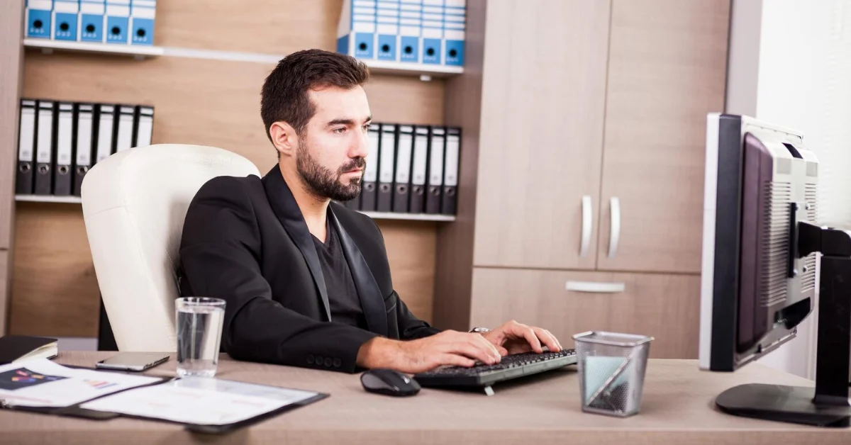 a man working in a professional office