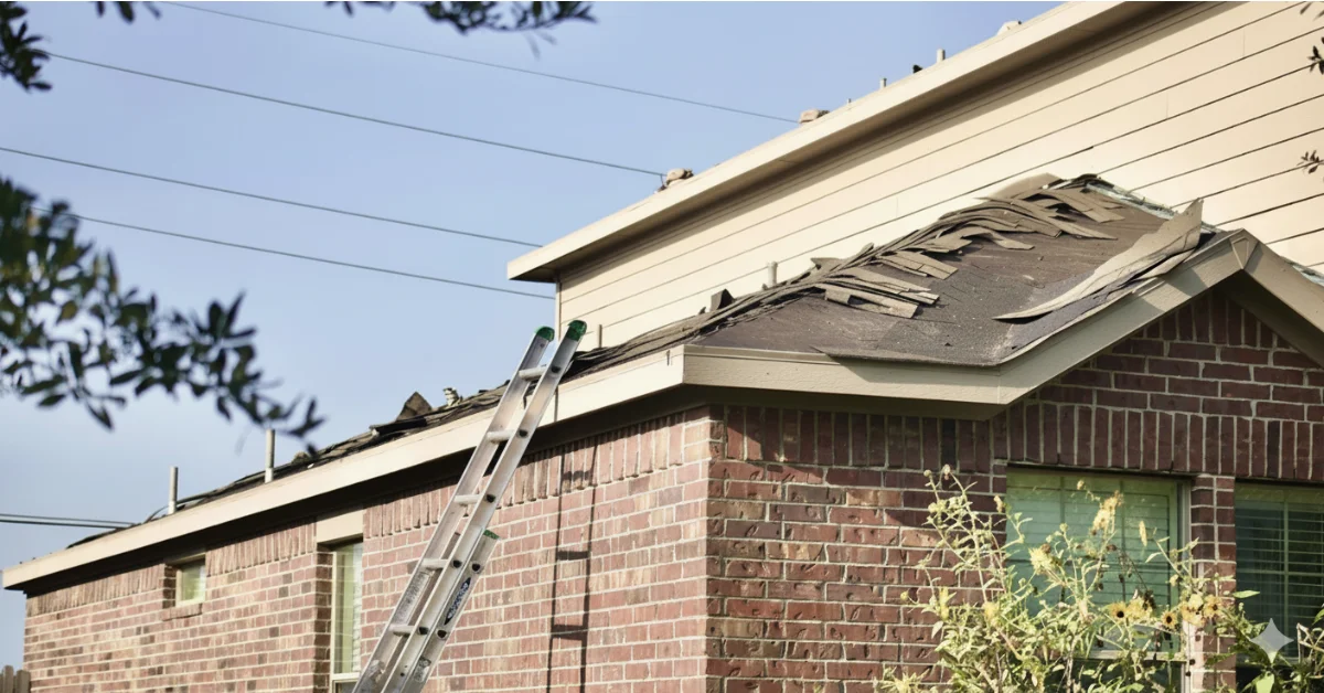 a stom damaged roof