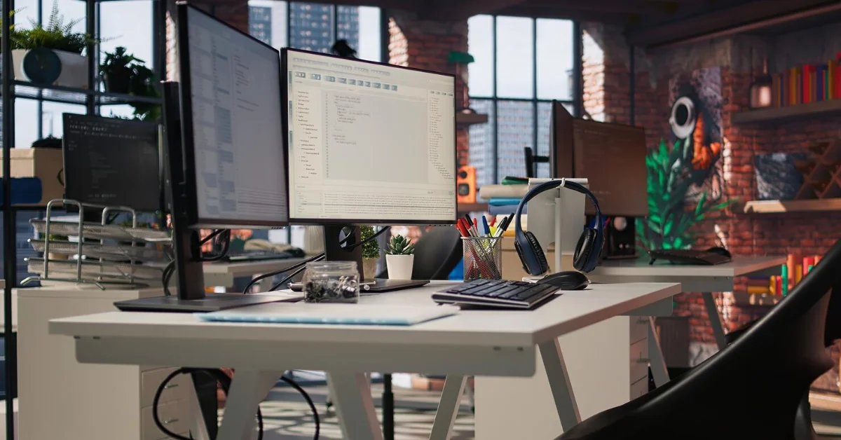 office setup with two monitors