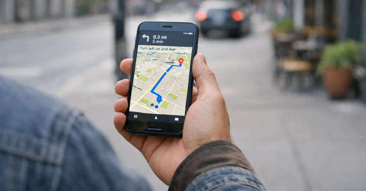 a man navigating with gps on his phone