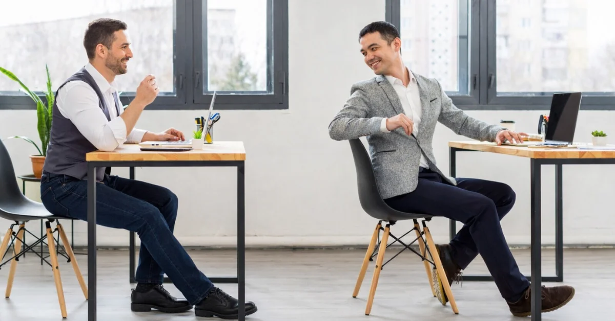 two employee talking