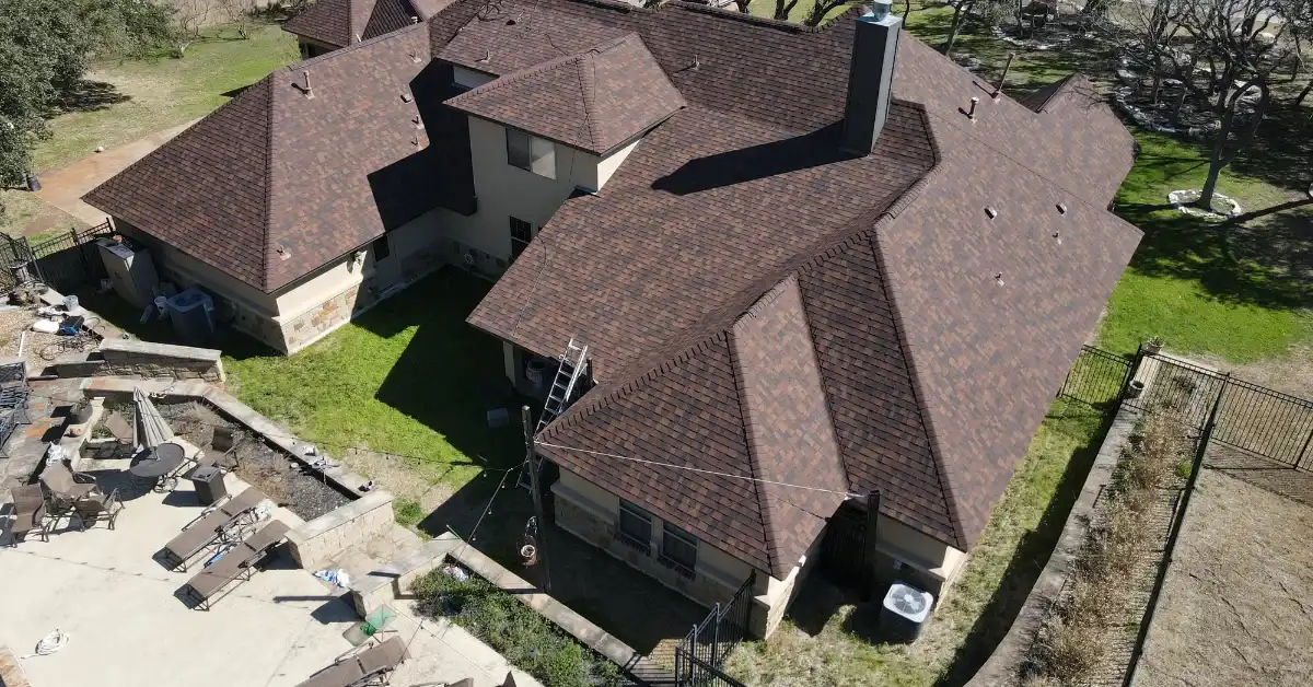 upside view of a house showing roof