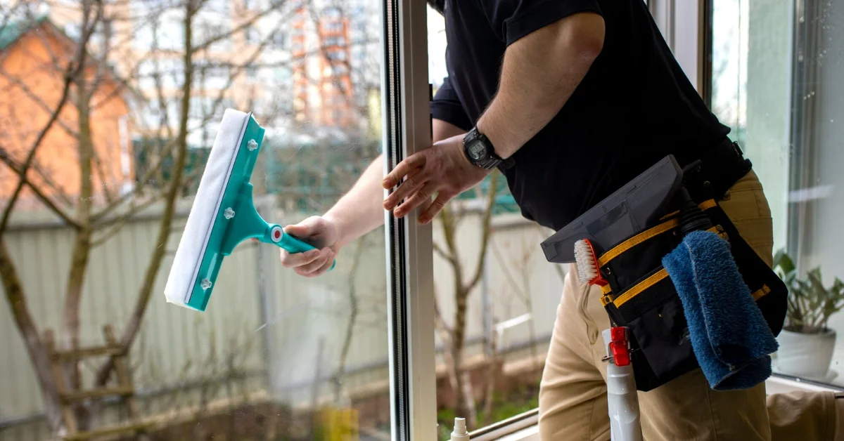 a man cleaning windows