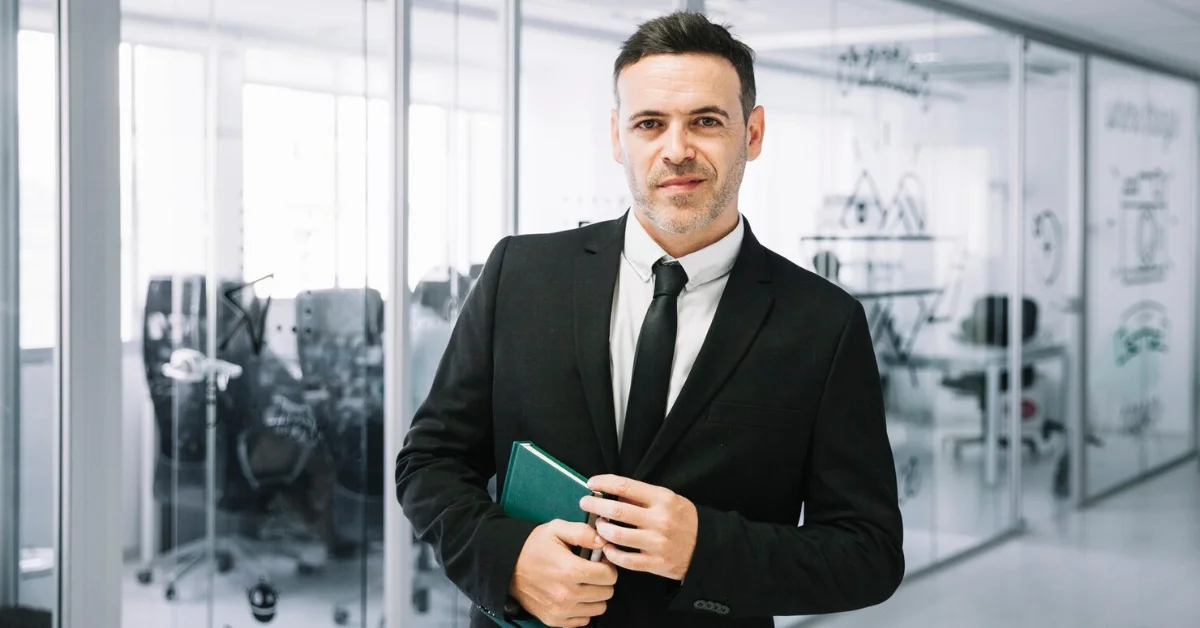 a lawyer holding a paperbook