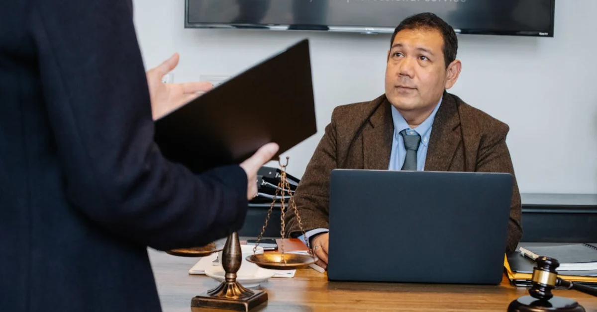 a lawyer talking to a person